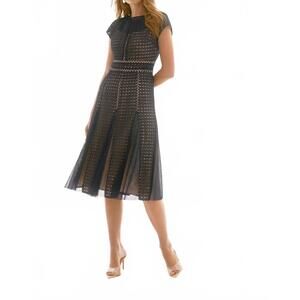 NEW JOSEPH RIBKOFF fit & flare dress in navy/nude